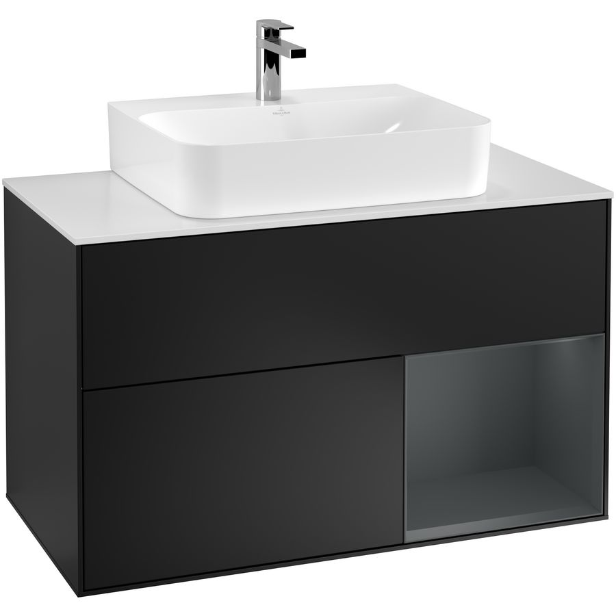 Wastafelonderkast Finion 1000x603x501mm Black Matt Lacquer F121HGPD