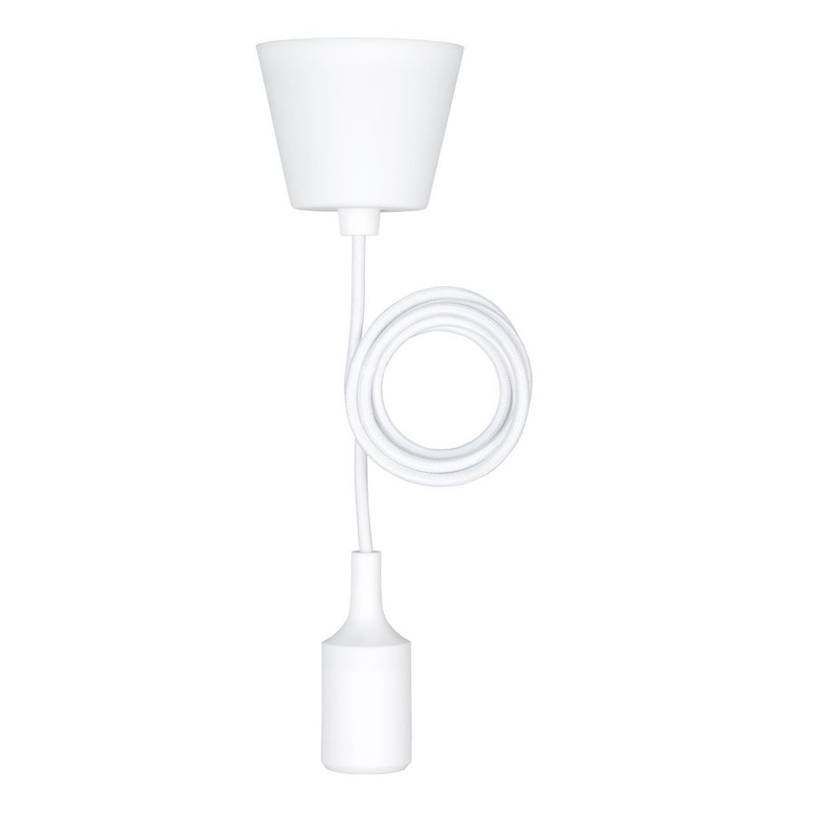 Pendel hanglamp Silicone E27 wit L=1.5m.