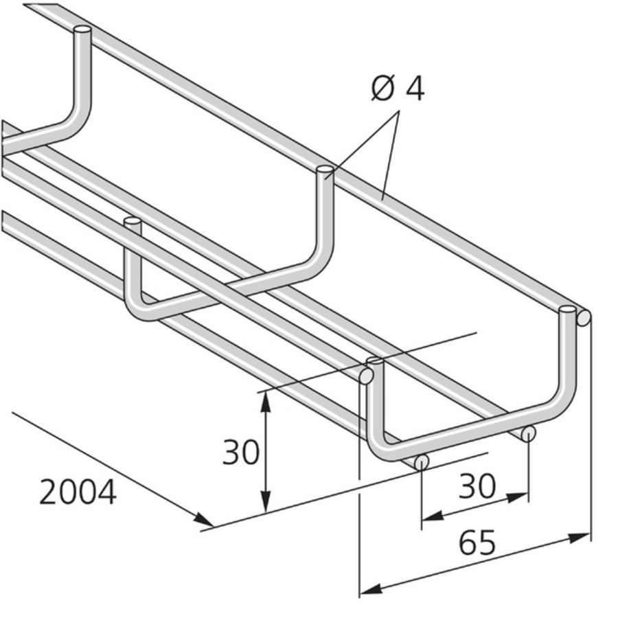 Draadgoot U-vorm B65mm/H30mm/L2004mm UL gecertif RVS V4A GK-65x30-V4A-UL