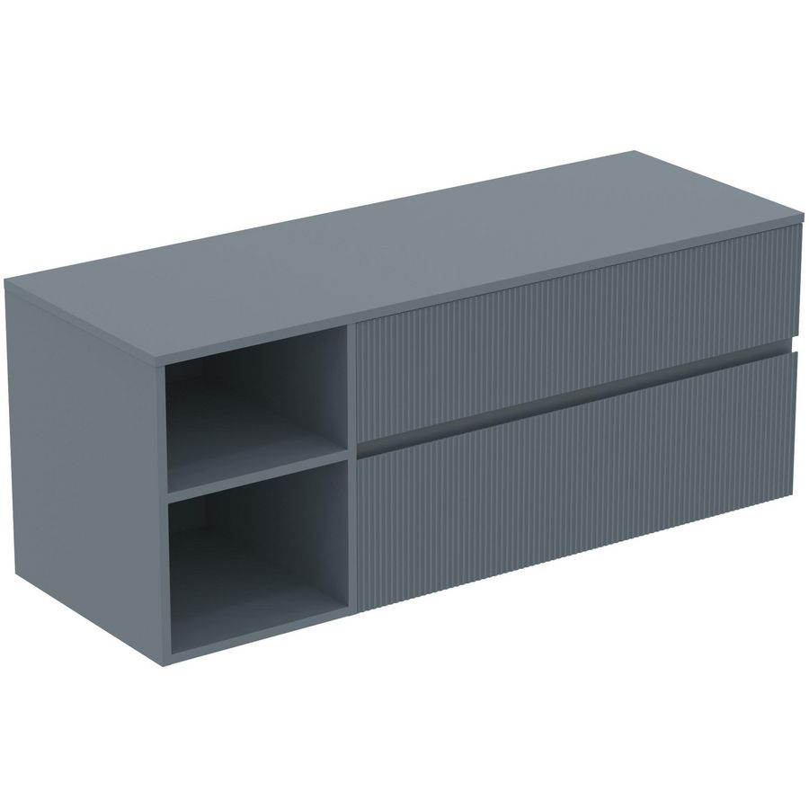 Wastafelmeubel 1402x505x558mm matt ashblue 2 laden Finesse