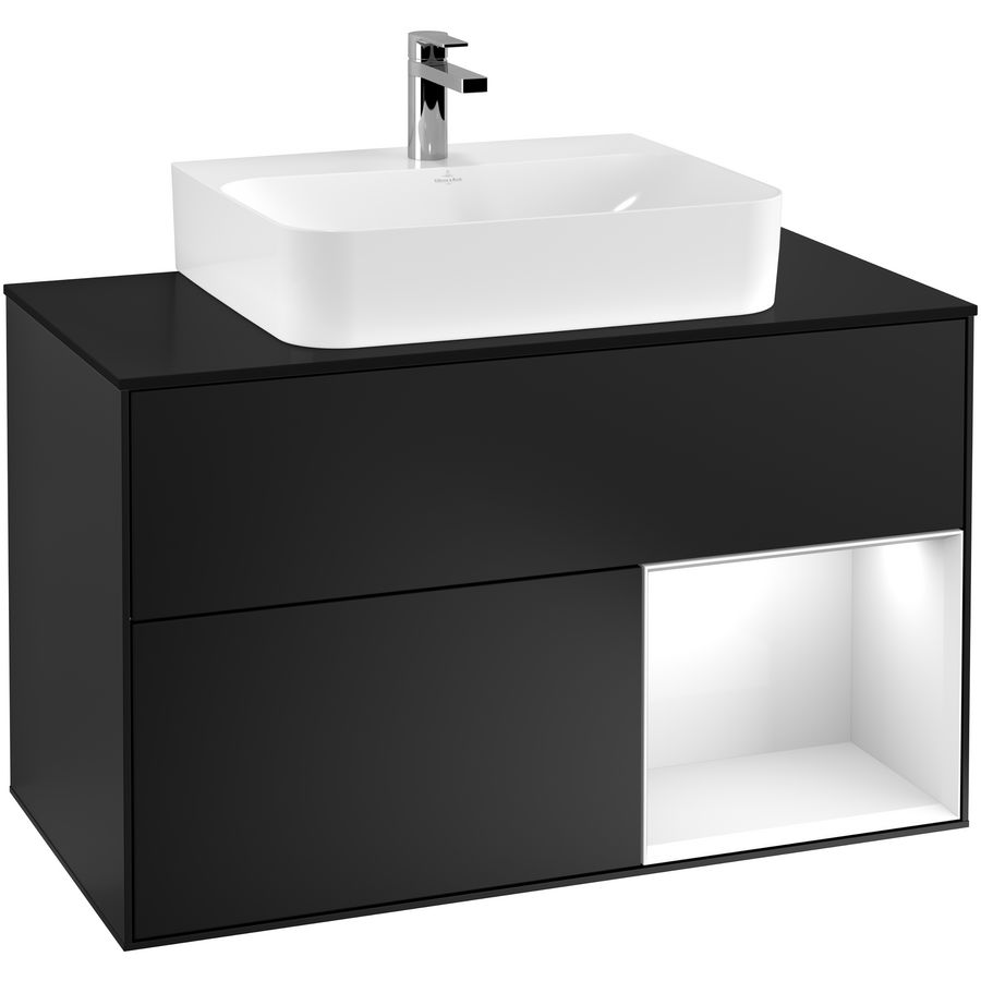 Wastafelonderkast Finion 1000x603x501mm Black Matt Lacquer F122GFPD