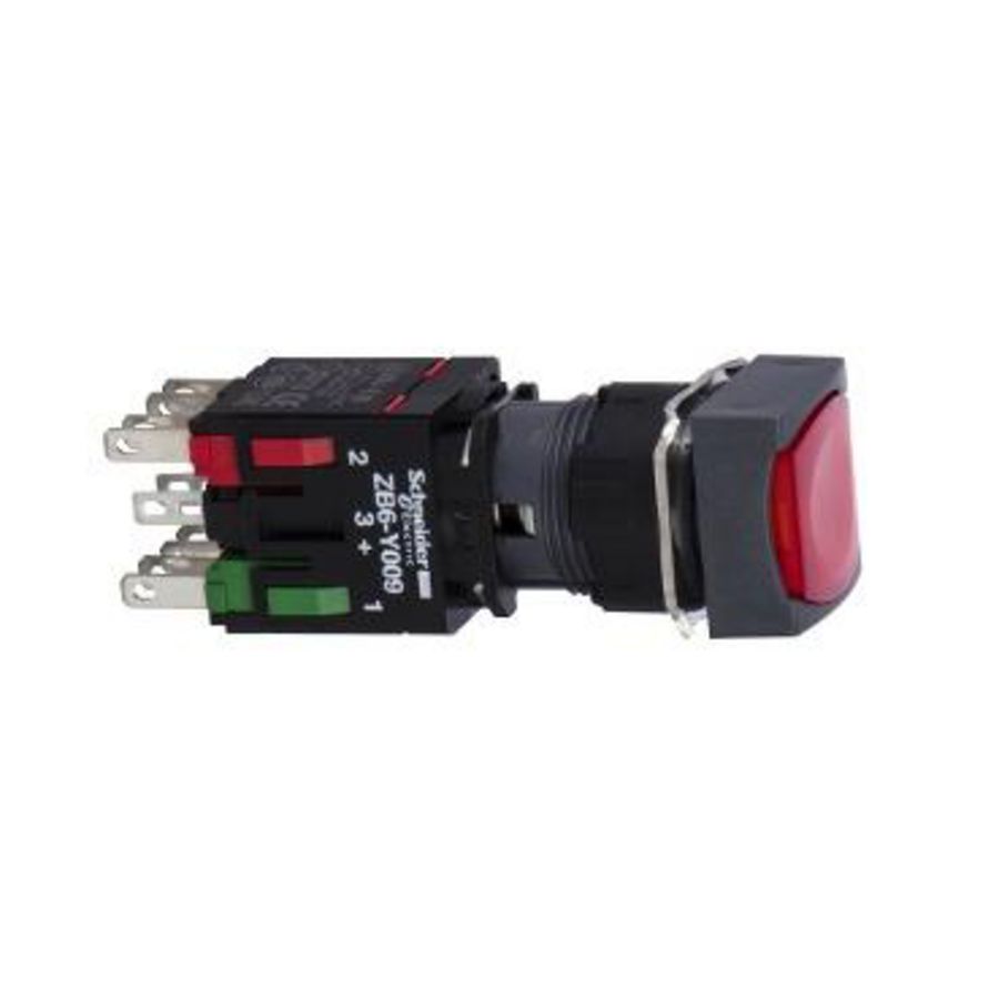 Drukknop Verlicht Verzonken Terugvering 16mm 24V 1NO + 1N