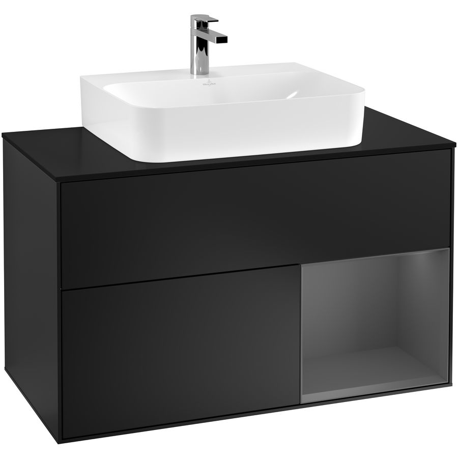 Wastafelonderkast Finion 1000x603x501mm Black Matt Lacquer F122GKPD
