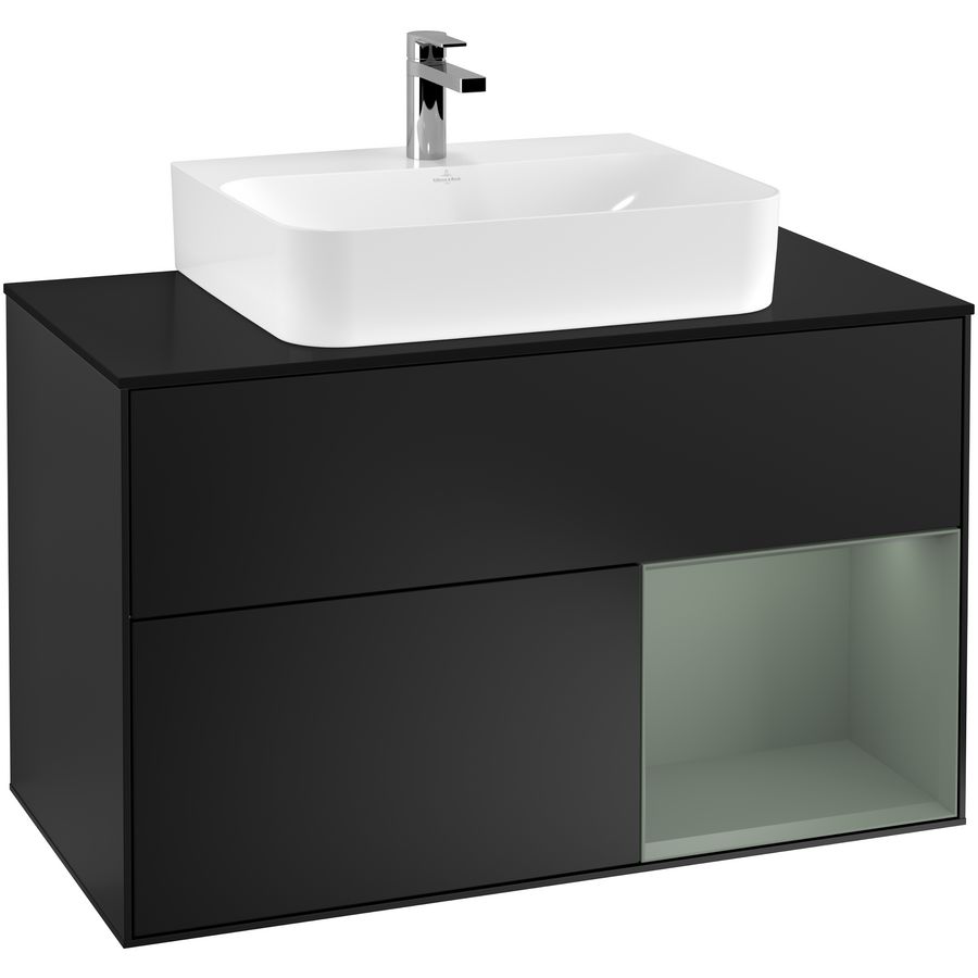 Wastafelonderkast Finion 1000x603x501mm Black Matt Lacquer F122GMPD