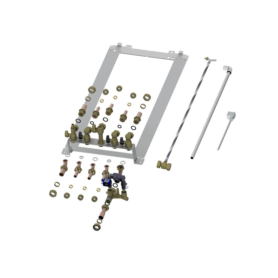 Montageframe voor dubbel solo uitvoering (incl. leidingset)