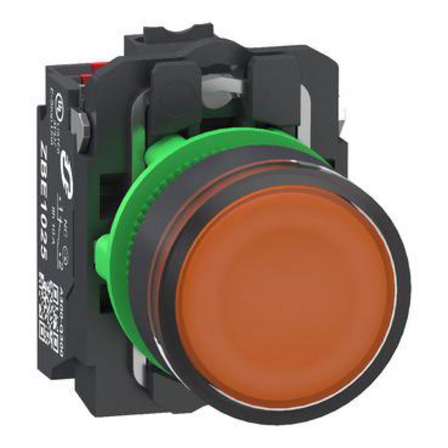 Verlichte drukknop Harmony XB5 Plastic oranje Vlak 22mm univ