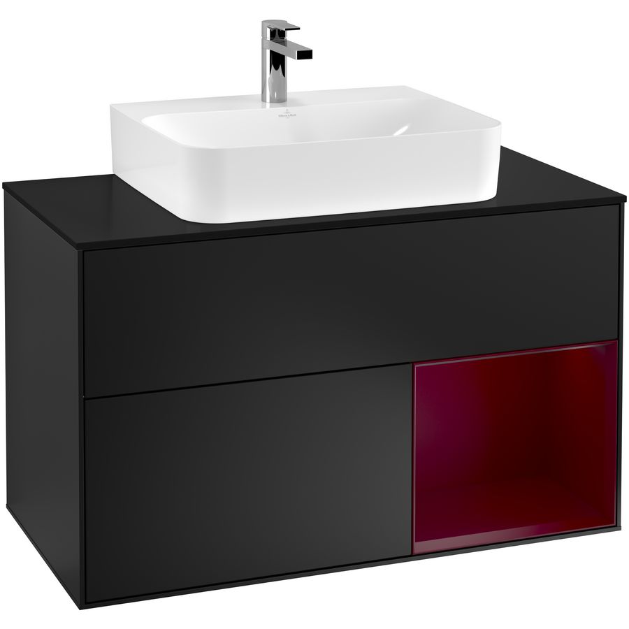 Wastafelonderkast Finion 1000x603x501mm Black Matt Lacquer F122HBPD