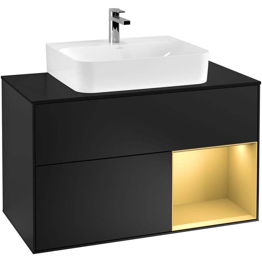 Wastafelonderkast Finion 1000x603x501mm Black Matt Lacquer F122HFPD