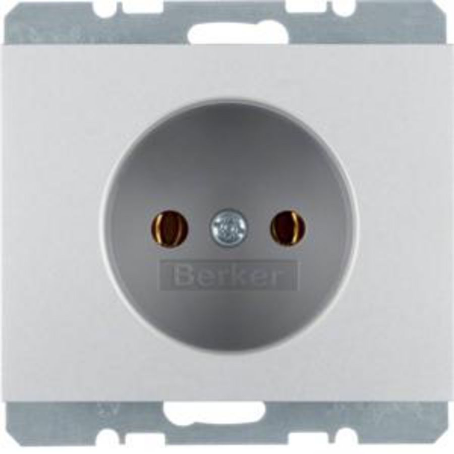 Wandcontactdoos 2P steek berker K.1/K.5 aluminium