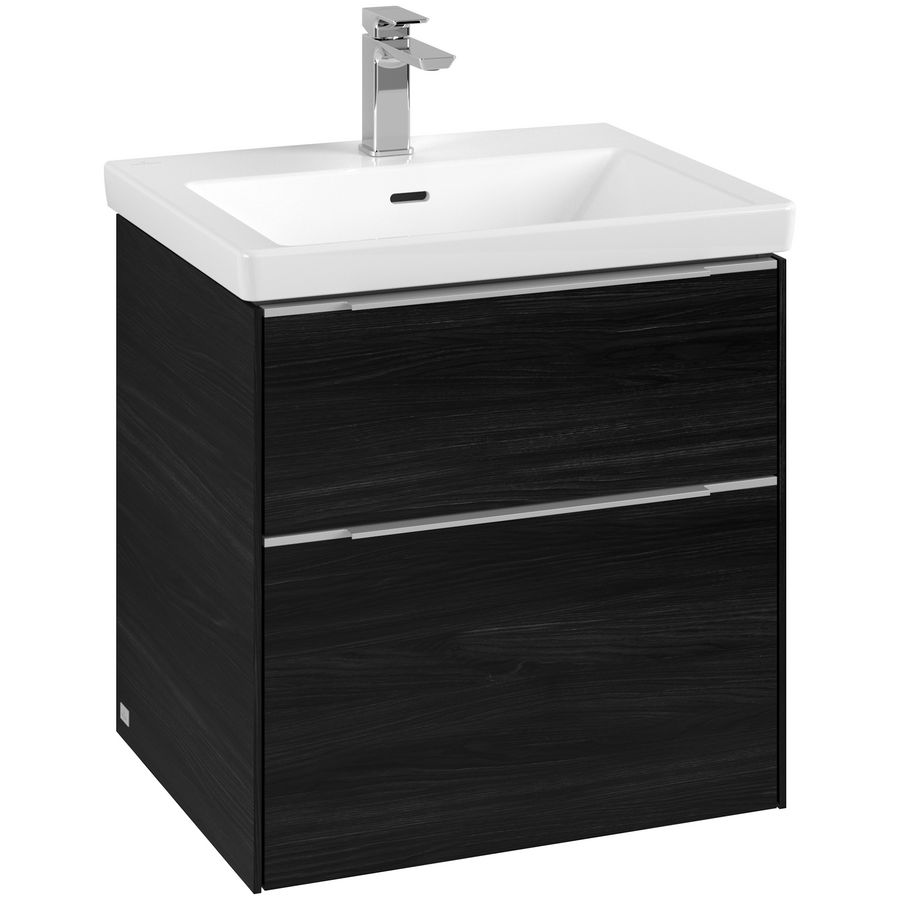 Wastafelonderkastkast SUBWAY 3.0 572x576x478mm Black Oak C57800AB greep alu. glans