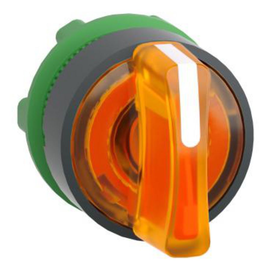 Kop keuzeschakelaar Verlicht 3 standen 22mm Oranje