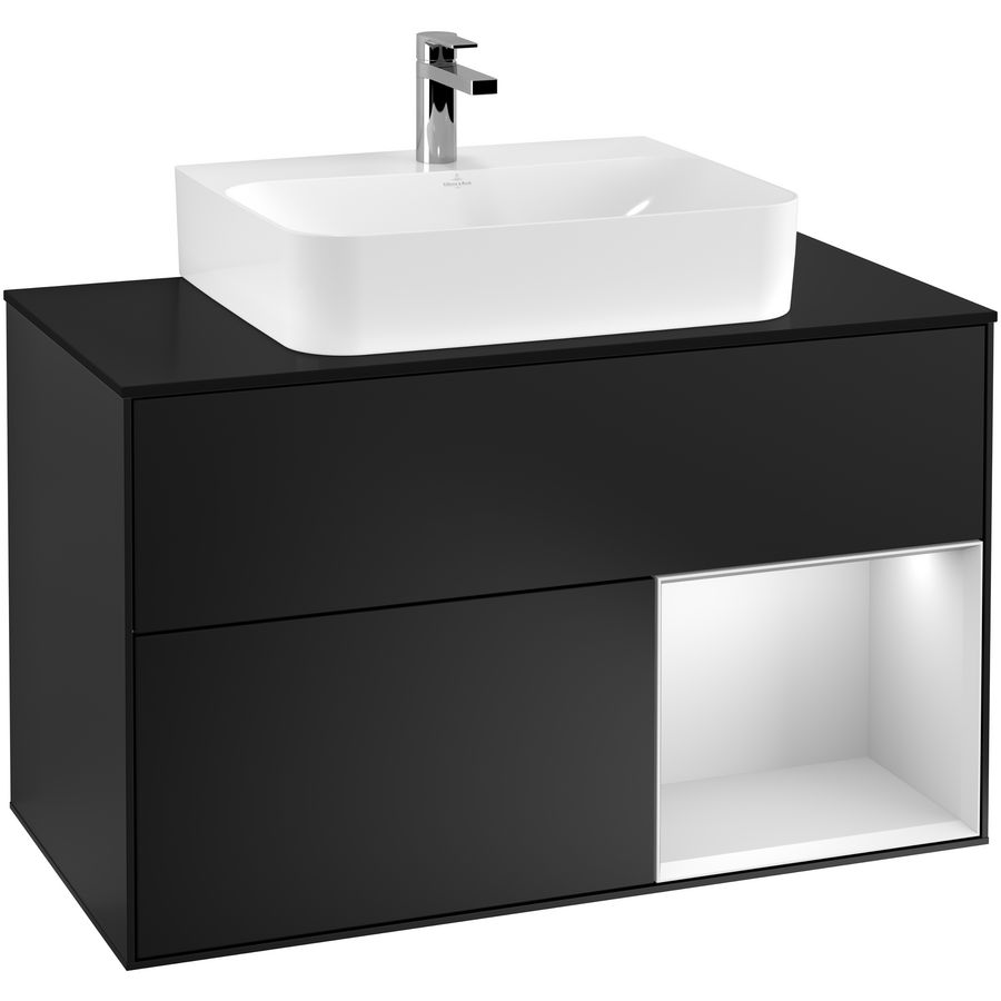 Wastafelonderkast Finion 1000x603x501mm Black Matt Lacquer F122MTPD