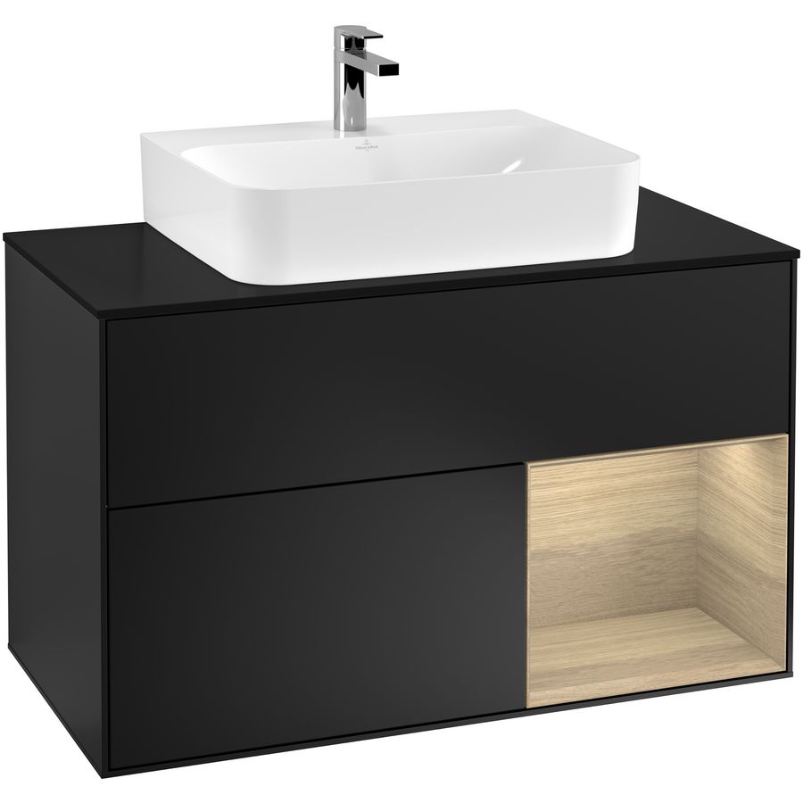 Wastafelonderkast Finion 1000x603x501mm Black Matt Lacquer F122PCPD