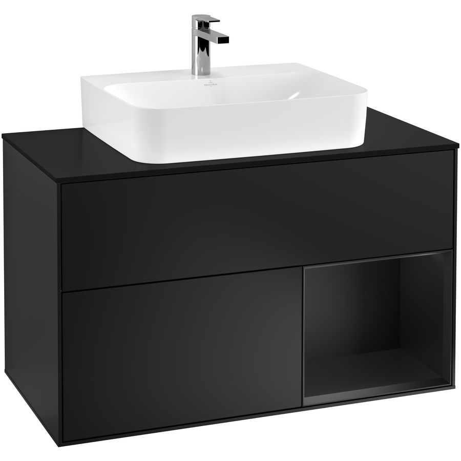 Wastafelonderkast Finion 1000x603x501mm Black Matt Lacquer F122PDPD