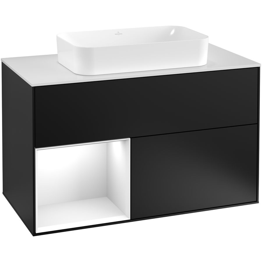 Wastafelonderkast Finion 1000x603x501mm Black Matt Lacquer F241GFPD