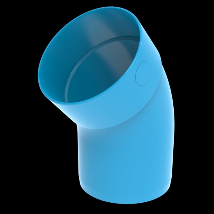 Bocht lijm 45° PVC luchtverdeelsysteem VENTIZA blauw Ø160mm mof/spie