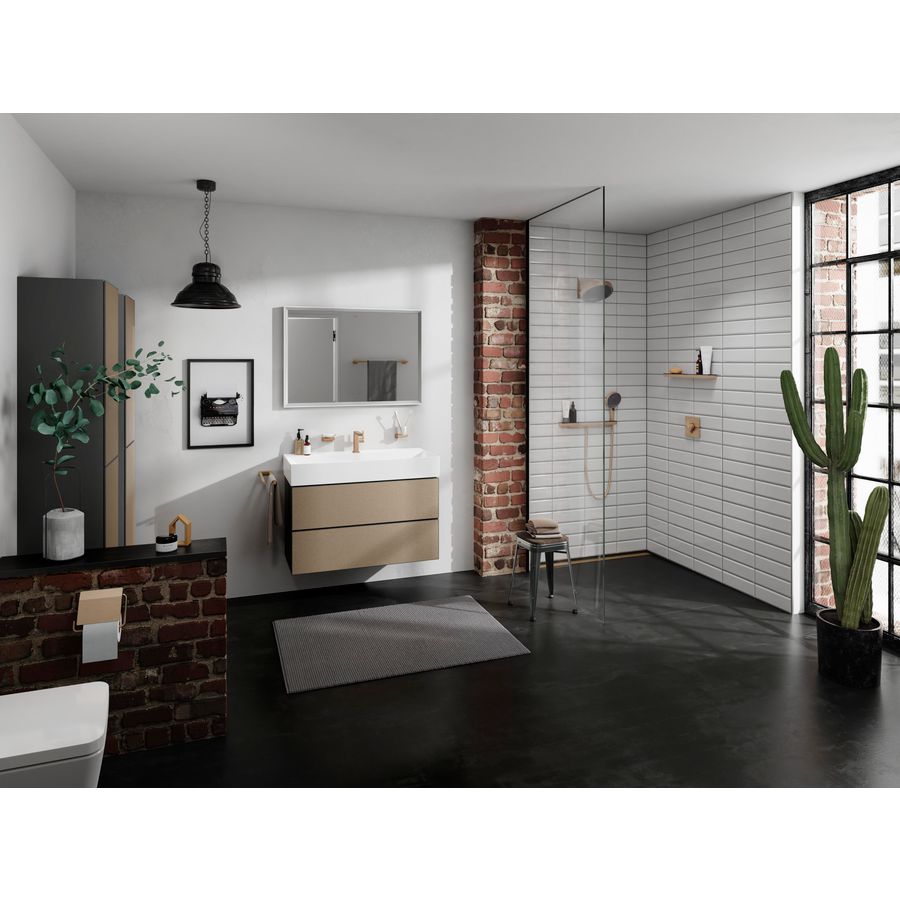 Hoge kast Slate Matt Grey / front patterned bronze 400/360 scharnieren links Xevolos E 54220390