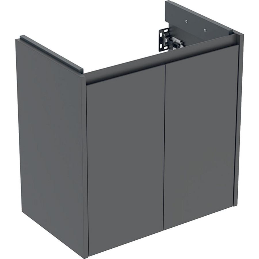 Onderkast voor wastafel met twee deuren: 59.7x60.6x36.7cm Breedte wastafel=65cm lava / gelakt zijdemat