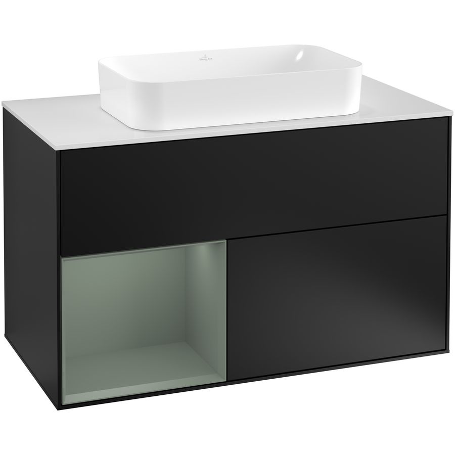 Wastafelonderkast Finion 1000x603x501mm Black Matt Lacquer F241GMPD