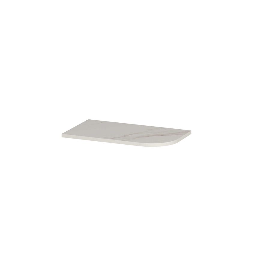 Topplaat keramische slab tbv fonteinonderkast rechts afgerond model 40cm calacatta matt