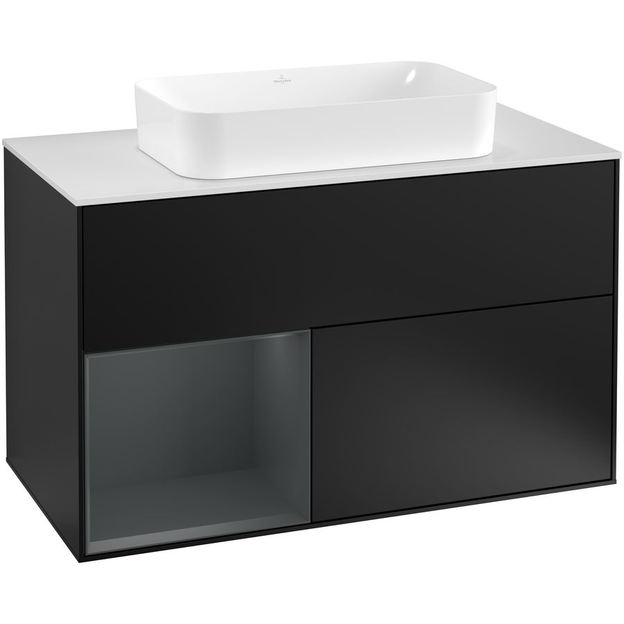 Wastafelonderkast Finion 1000x603x501mm Black Matt Lacquer F241HGPD