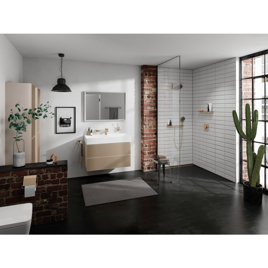 Onderkast Sand Matt beige / front patterned bronze 980x475mm 2x la tbv wastafel Xevolos E 54182390