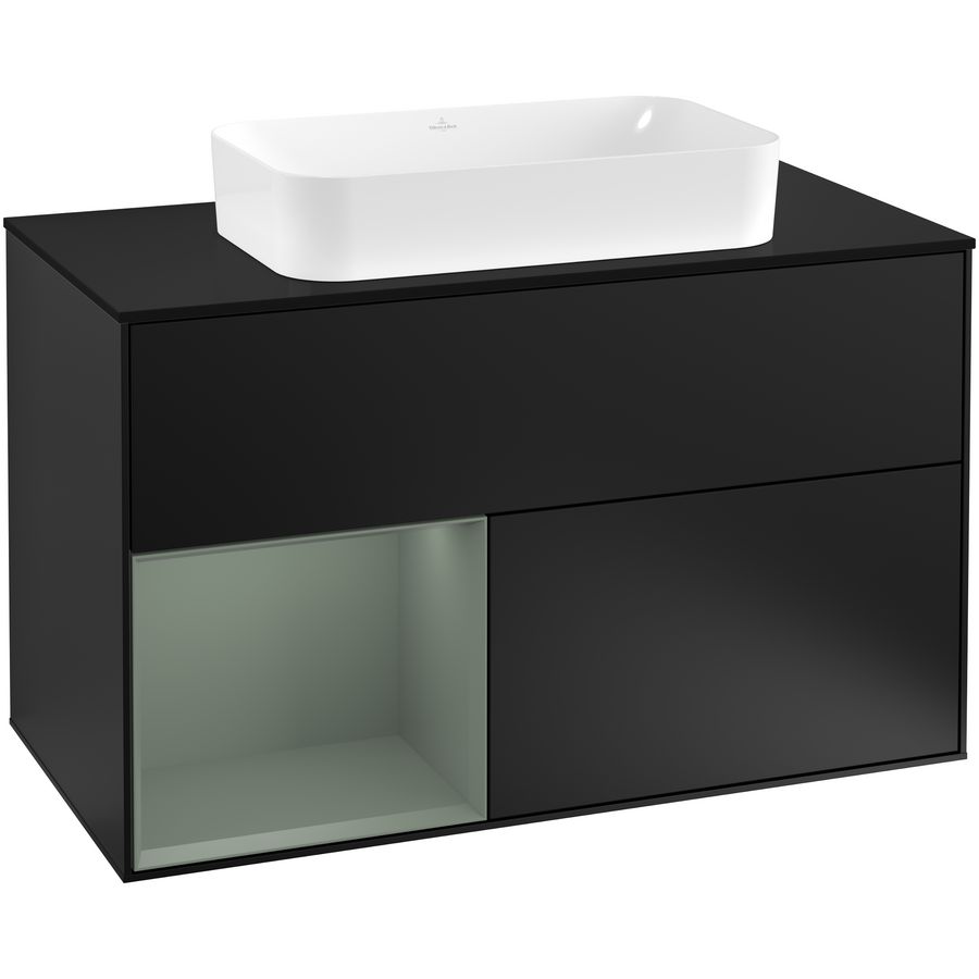 Wastafelonderkast Finion 1000x603x501mm Black Matt Lacquer F242GMPD