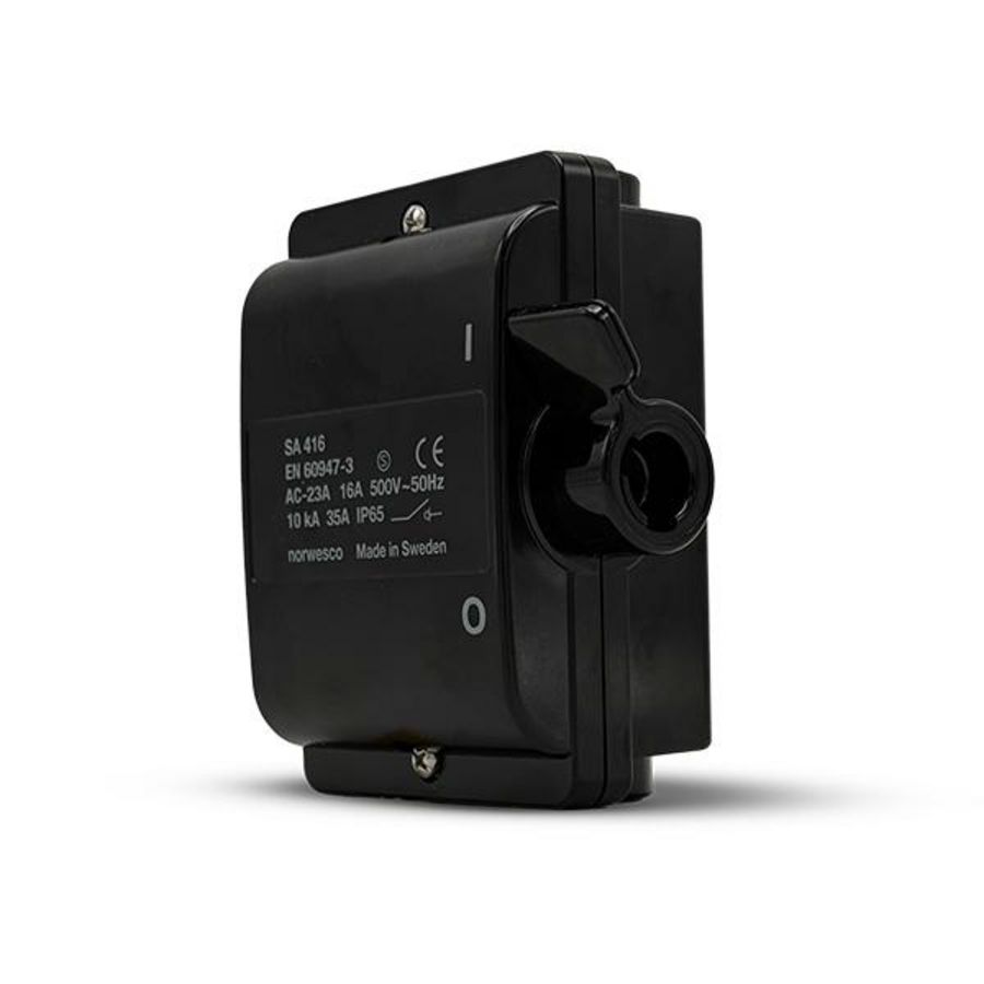 SA416 werkschakelaar 4P 16A M20 IP65 zwart