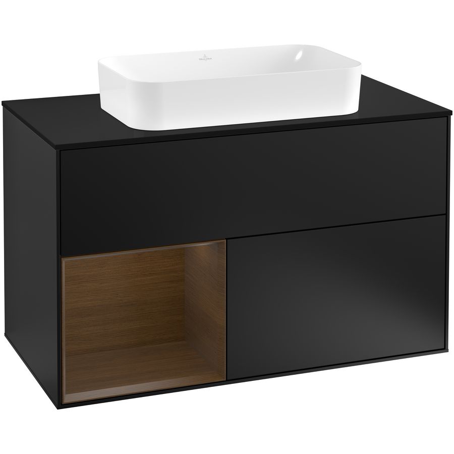 Wastafelonderkast Finion 1000x603x501mm Black Matt Lacquer F242GNPD