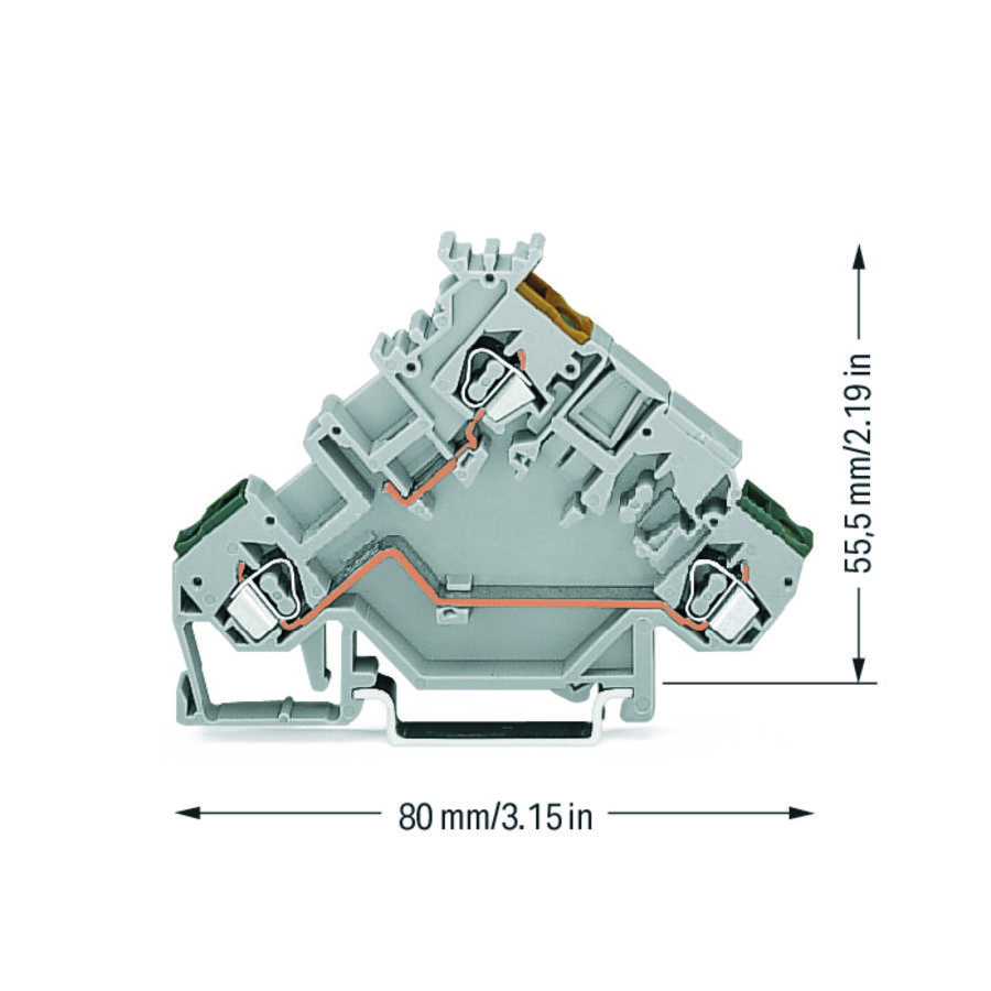 3-draads actuatorklem gekleurde invoer 2,5mm² 280-555 VVE=50
