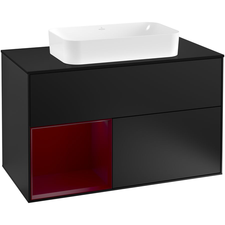 Wastafelonderkast Finion 1000x603x501mm Black Matt Lacquer F242HBPD