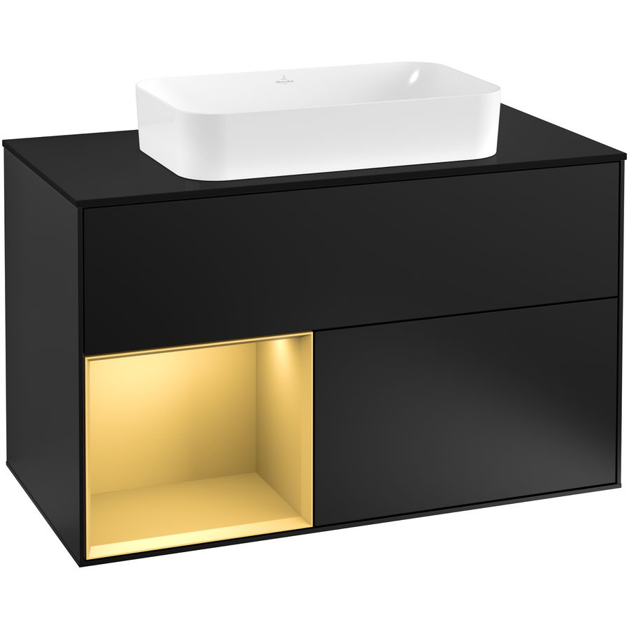 Wastafelonderkast Finion 1000x603x501mm Black Matt Lacquer F242HFPD