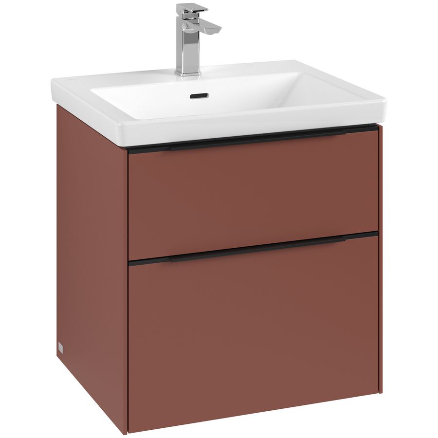 Wastafelonderkastkast SUBWAY 3.0 572x576x478mm Wine Red C578L1AH greep Volcano Black
