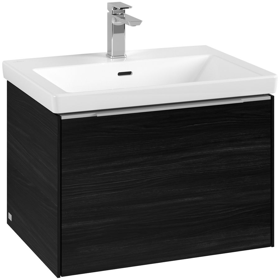 Wastafelonderkastkast SUBWAY 3.0 622x429x478mm Black Oak C57500AB greep alu. glans