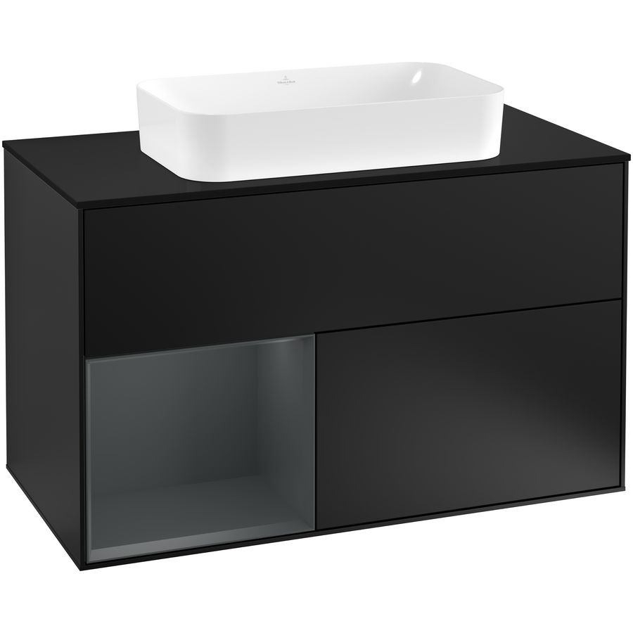 Wastafelonderkast Finion 1000x603x501mm Black Matt Lacquer F242HGPD