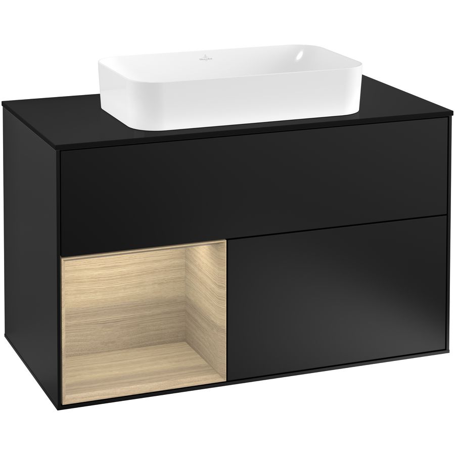 Wastafelonderkast Finion 1000x603x501mm Black Matt Lacquer F242PCPD
