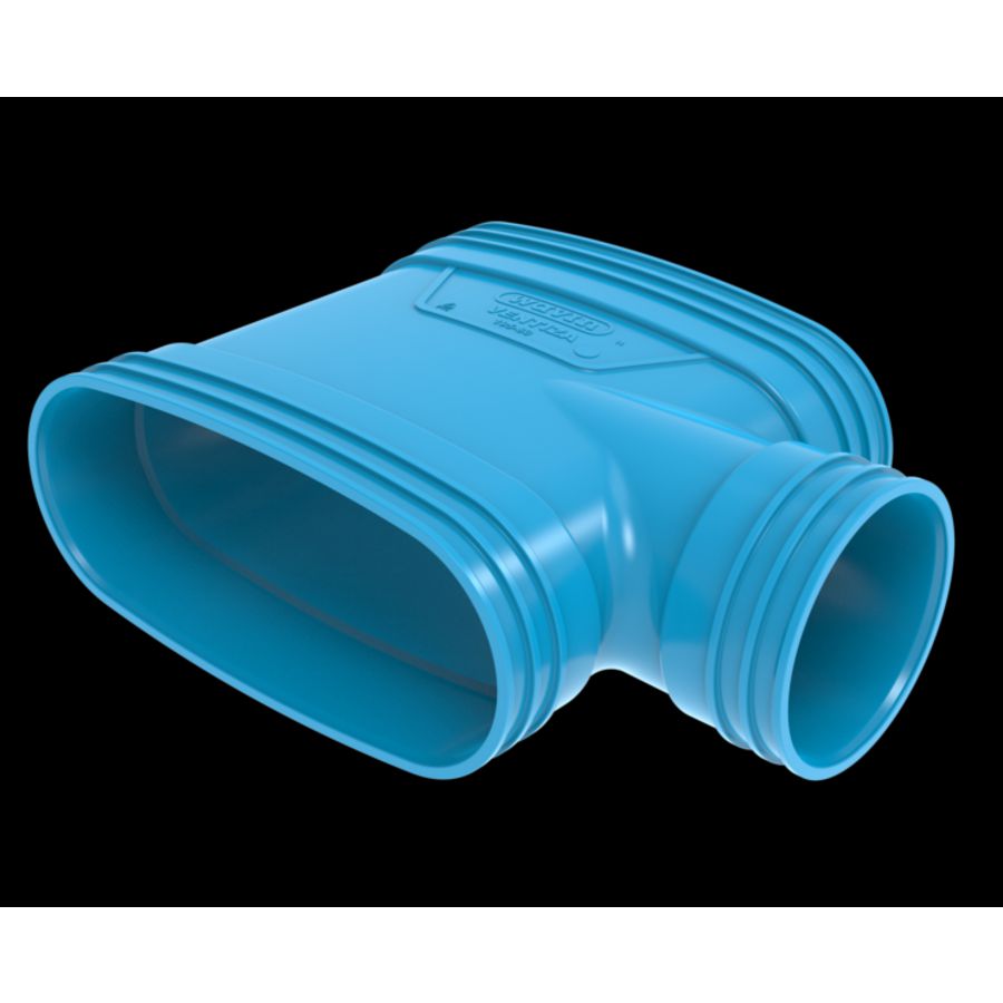 T-stuk lijm 90°  PVC luchtverdeelsysteem VENTIZA blauw (195x80mm) x Ø80mm x  (195x80mm)  3x mof