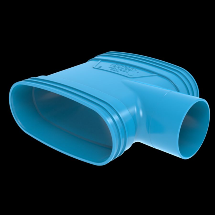 T-stuk lijm 90° PVC luchtverdeelsysteem VENTIZA blauw 195x80 x Ø80mm x (195x80mm) mof/spie/mof