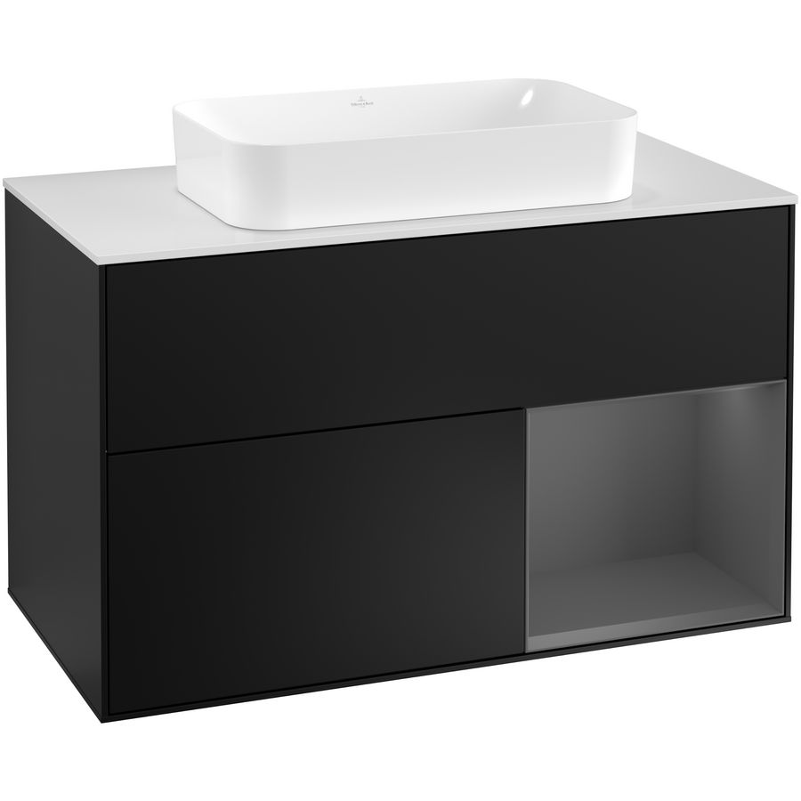 Wastafelonderkast Finion 1000x603x501mm Black Matt Lacquer F251GKPD