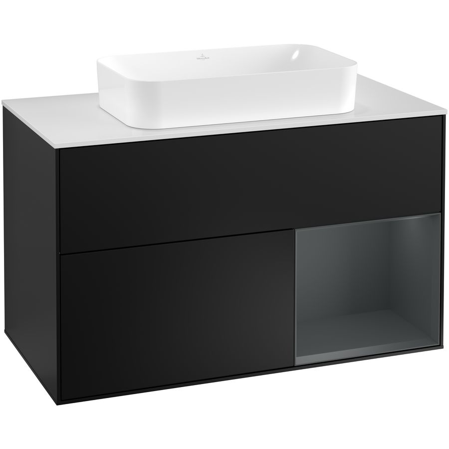 Wastafelonderkast Finion 1000x603x501mm Black Matt Lacquer F251HGPD