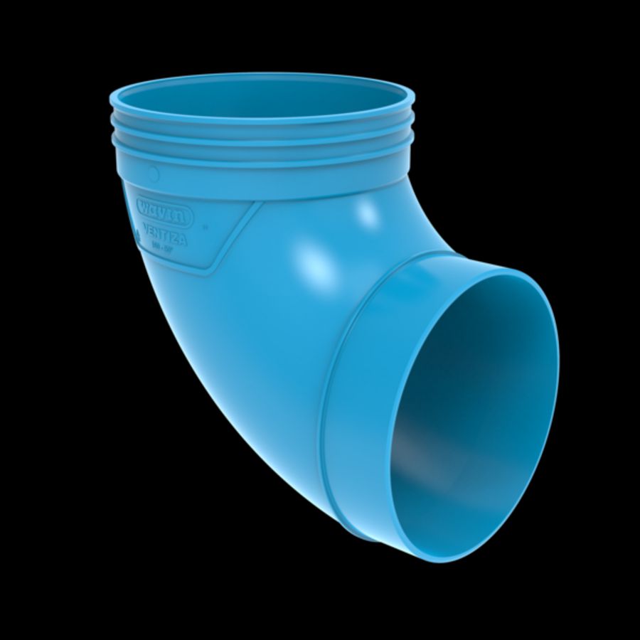 Bocht lijm 90° PVC luchtverdeelsysteem VENTIZA blauw Ø160mm mof/spie