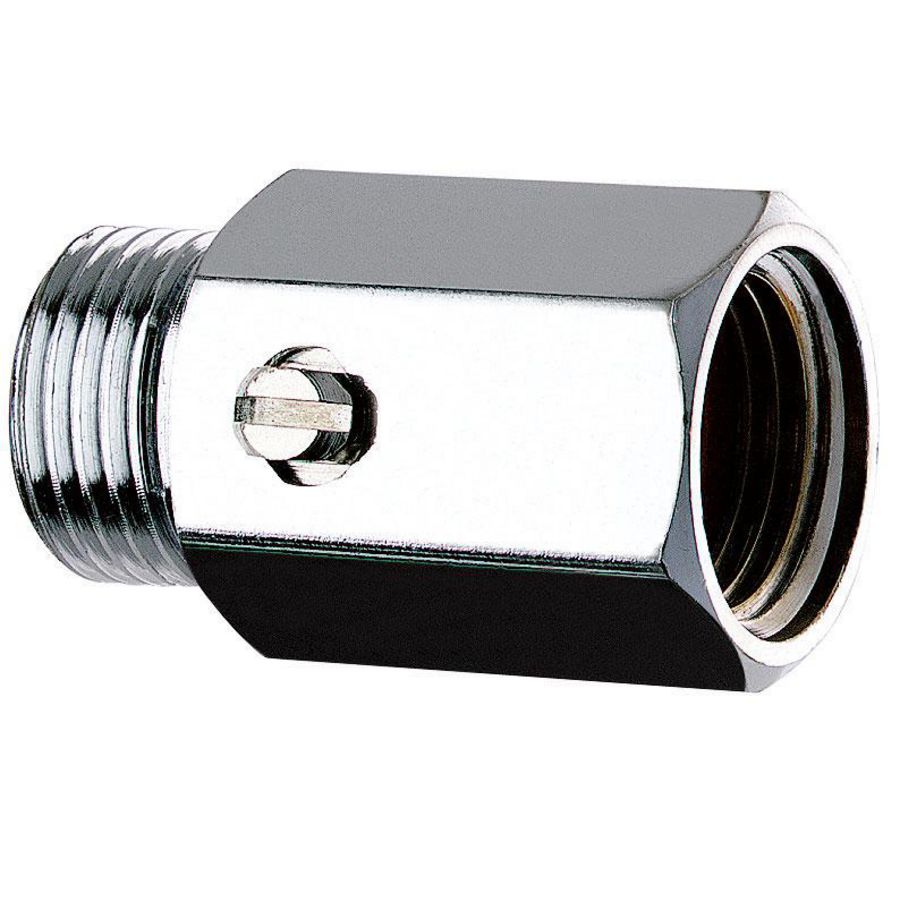 Aansluitstuk recht STOP vernikkeld MF1/2" L.35