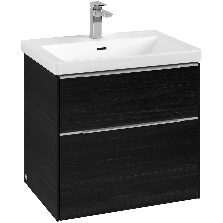 Wastafelonderkastkast SUBWAY 3.0 622x576x478mm Black Oak C57600AB greep alu. glans