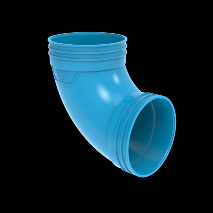 Bocht lijm 90° PVC luchtverdeelsysteem VENTIZA blauw Ø125mm mof/mof