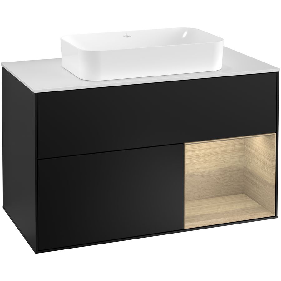 Wastafelonderkast Finion 1000x603x501mm Black Matt Lacquer F251PCPD