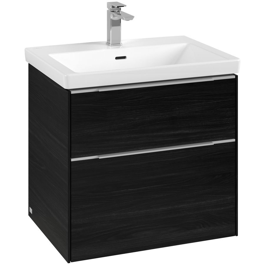 Wastafelonderkastkast SUBWAY 3.0 622x576x478mm Black Oak C576L0AB greep alu. glans