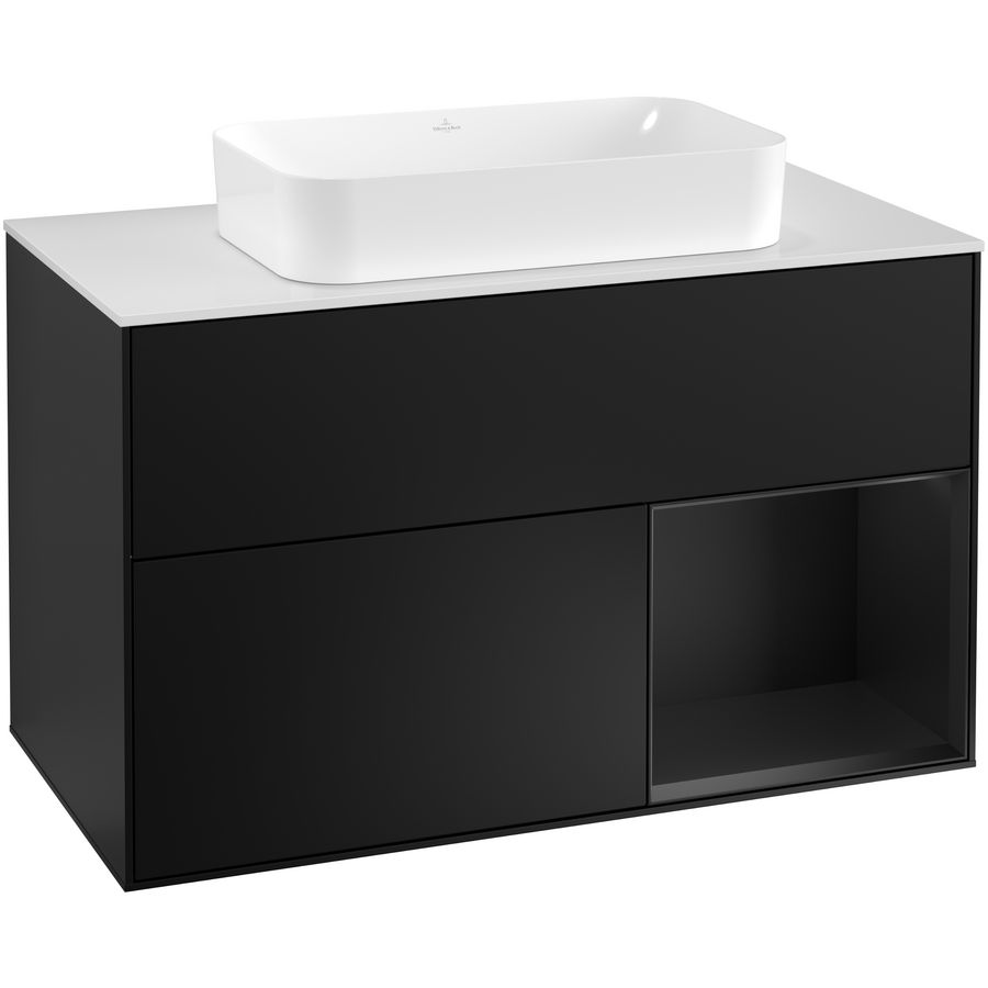 Wastafelonderkast Finion 1000x603x501mm Black Matt Lacquer F251PDPD