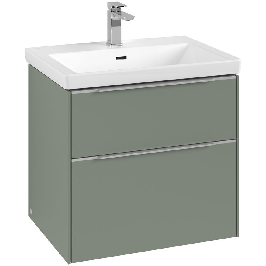 Wastafelonderkastkast SUBWAY 3.0 622x576x478mm Soft Green C576L0AF greep alu. glans