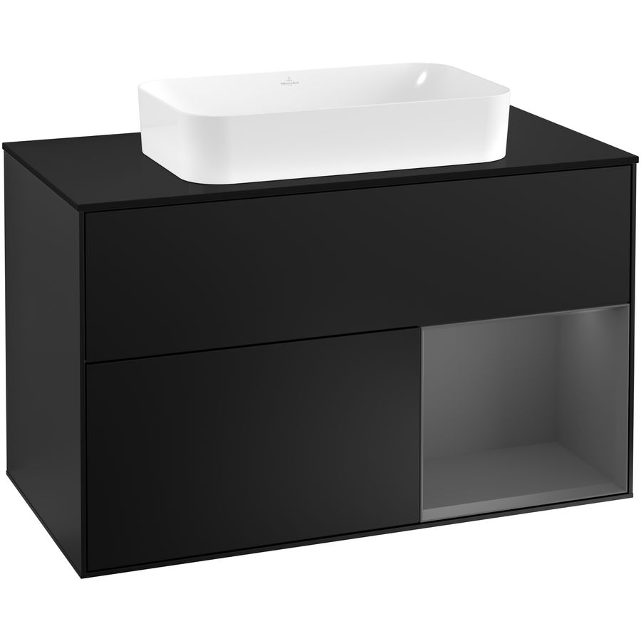 Wastafelonderkast Finion 1000x603x501mm Black Matt Lacquer F252GKPD