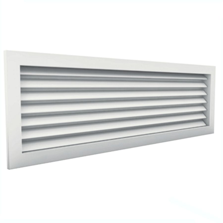 Doorvoerrooster alum. 400x300mm zichtdicht  met klemveren RAL9003 signaalwit